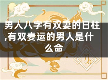 男人八字有双妻的日柱,有双妻运的男人是什么命