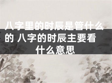 八字里的时辰是管什么的 八字的时辰主要看什么意思