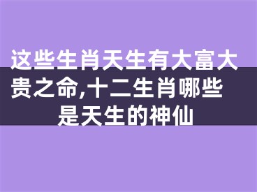 这些生肖天生有大富大贵之命,十二生肖哪些是天生的神仙