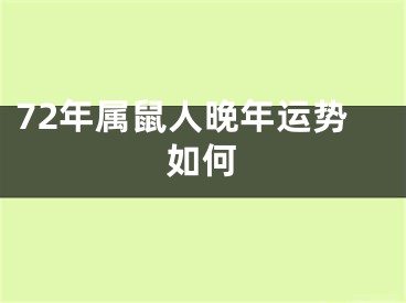 72年属鼠人晚年运势如何