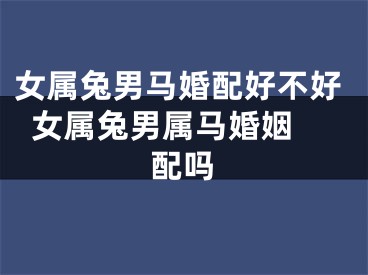 女属兔男马婚配好不好  女属兔男属马婚姻配吗