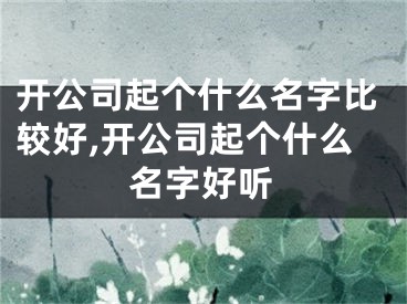 开公司起个什么名字比较好,开公司起个什么名字好听