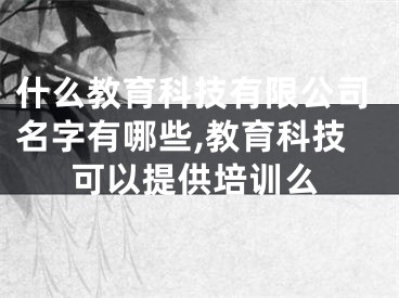 什么教育科技有限公司名字有哪些,教育科技可以提供培训么