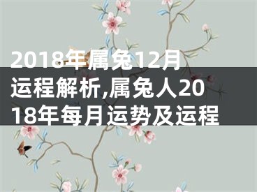 2018年属兔12月运程解析,属兔人2018年每月运势及运程