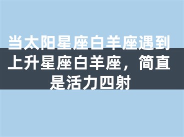 当太阳星座白羊座遇到上升星座白羊座，简直是活力四射