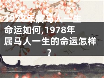 1978年属马人一生命运如何,1978年属马人一生的命运怎样?