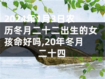 2024年1月3日农历冬月二十二出生的女孩命好吗,20年冬月二十四