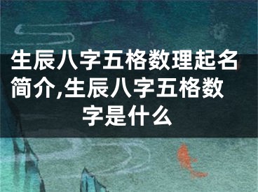 生辰八字五格数理起名简介,生辰八字五格数字是什么