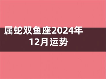属蛇双鱼座2024年12月运势