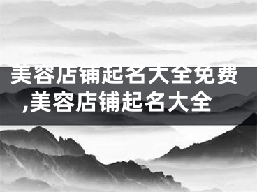 美容店铺起名大全免费,美容店铺起名大全