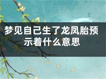 梦见自己生了龙凤胎预示着什么意思