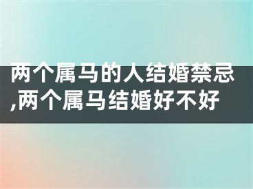 两个属马的人结婚禁忌,两个属马结婚好不好