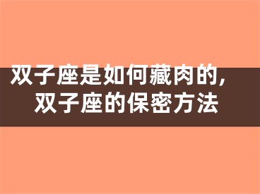 双子座是如何藏肉的,双子座的保密方法