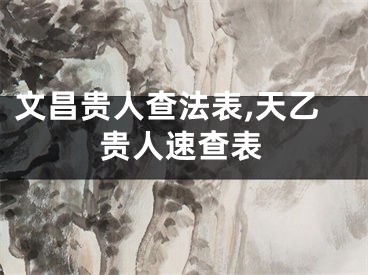 文昌贵人查法表,天乙贵人速查表