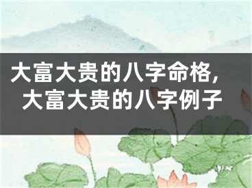 大富大贵的八字命格,大富大贵的八字例子