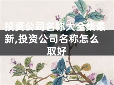 投资公司名称大全集最新,投资公司名称怎么取好