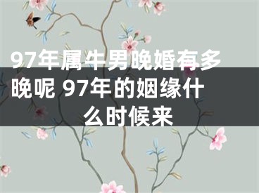 97年属牛男晚婚有多晚呢 97年的姻缘什么时候来