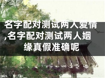 名字配对测试两人爱情,名字配对测试两人姻缘真假准确呢