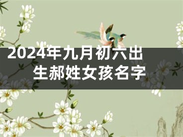 2024年九月初六出生郝姓女孩名字