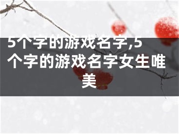 5个字的游戏名字,5个字的游戏名字女生唯美