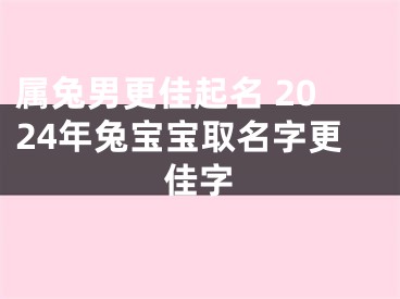 属兔男更佳起名 2024年兔宝宝取名字更佳字