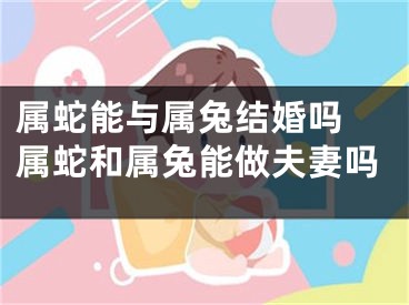 属蛇能与属兔结婚吗 属蛇和属兔能做夫妻吗