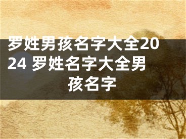 罗姓男孩名字大全2024 罗姓名字大全男孩名字