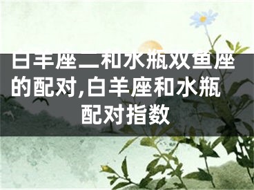 白羊座二和水瓶双鱼座的配对,白羊座和水瓶配对指数