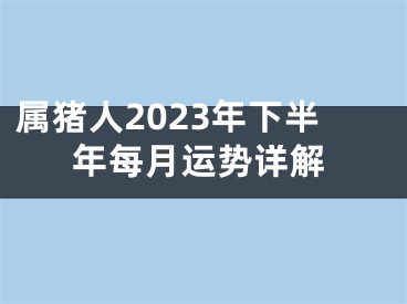 属猪人2023年下半年每月运势详解