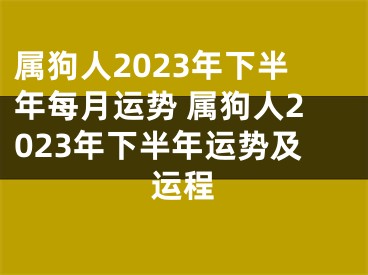属狗人2023年下半年每月运势 属狗人2023年下半年运势及运程
