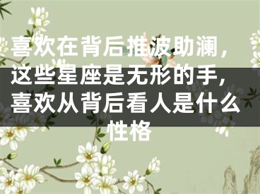 喜欢在背后推波助澜，这些星座是无形的手,喜欢从背后看人是什么性格