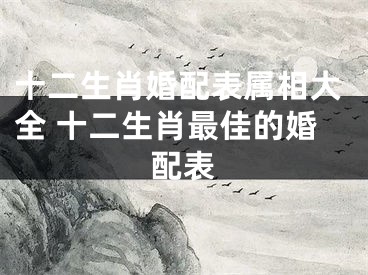 十二生肖婚配表属相大全 十二生肖最佳的婚配表