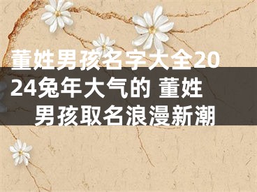 董姓男孩名字大全2024兔年大气的 董姓男孩取名浪漫新潮