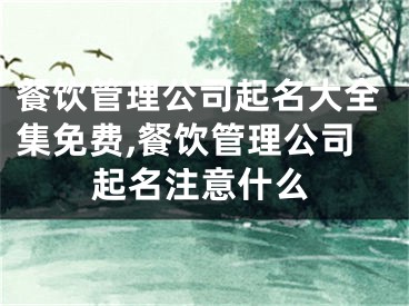 餐饮管理公司起名大全集免费,餐饮管理公司起名注意什么
