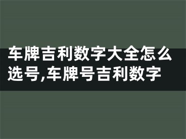 车牌吉利数字大全怎么选号,车牌号吉利数字