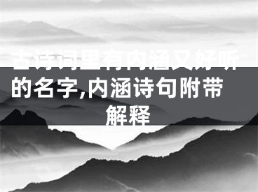 古诗词里有内涵又好听的名字,内涵诗句附带解释