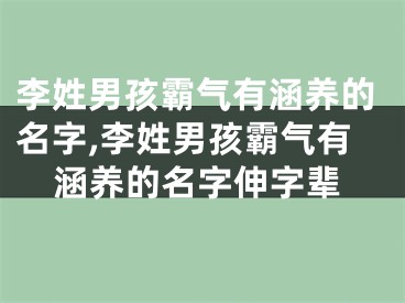李姓男孩霸气有涵养的名字,李姓男孩霸气有涵养的名字伸字辈