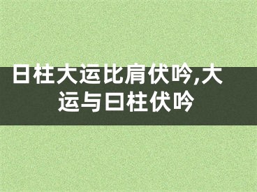 日柱大运比肩伏吟,大运与曰柱伏吟