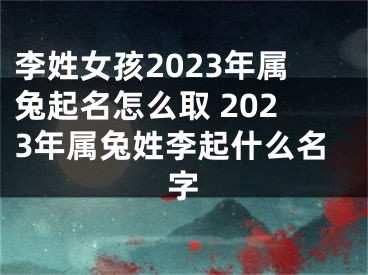 李姓女孩2023年属兔起名怎么取 2023年属兔姓李起什么名字