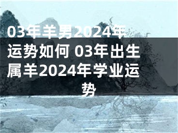 03年羊男2024年运势如何 03年出生属羊2024年学业运势