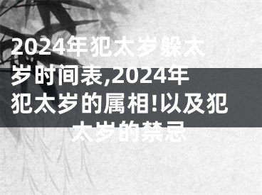 2024年犯太岁躲太岁时间表,2024年犯太岁的属相!以及犯太岁的禁忌