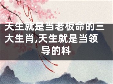 天生就是当老板命的三大生肖,天生就是当领导的料