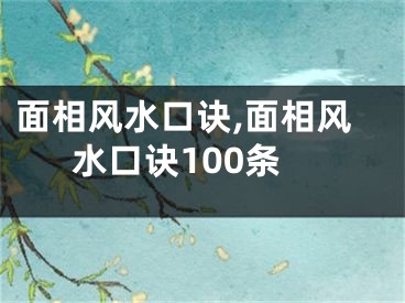 面相风水口诀,面相风水口诀100条