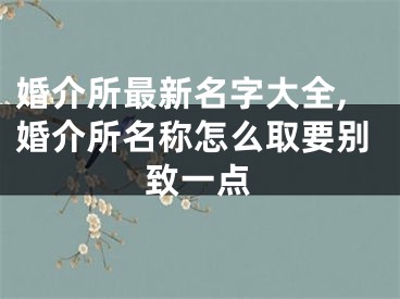 婚介所最新名字大全,婚介所名称怎么取要别致一点