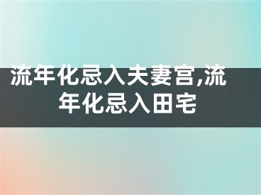流年化忌入夫妻宫,流年化忌入田宅