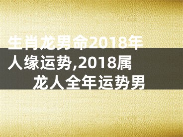 生肖龙男命2018年人缘运势,2018属龙人全年运势男