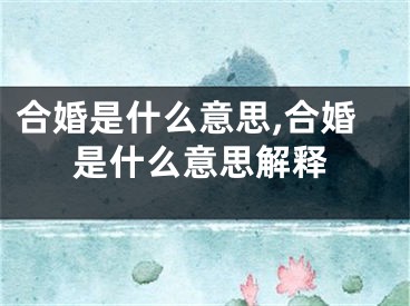 合婚是什么意思,合婚是什么意思解释
