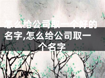 怎么给公司取一个好的名字,怎么给公司取一个名字