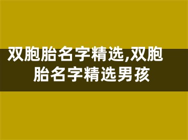 双胞胎名字精选,双胞胎名字精选男孩