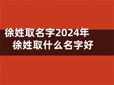 徐姓取名字2024年 徐姓取什么名字好